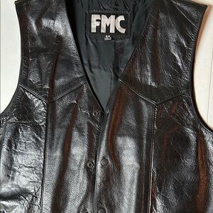 FMC Men's Black Leather Vest